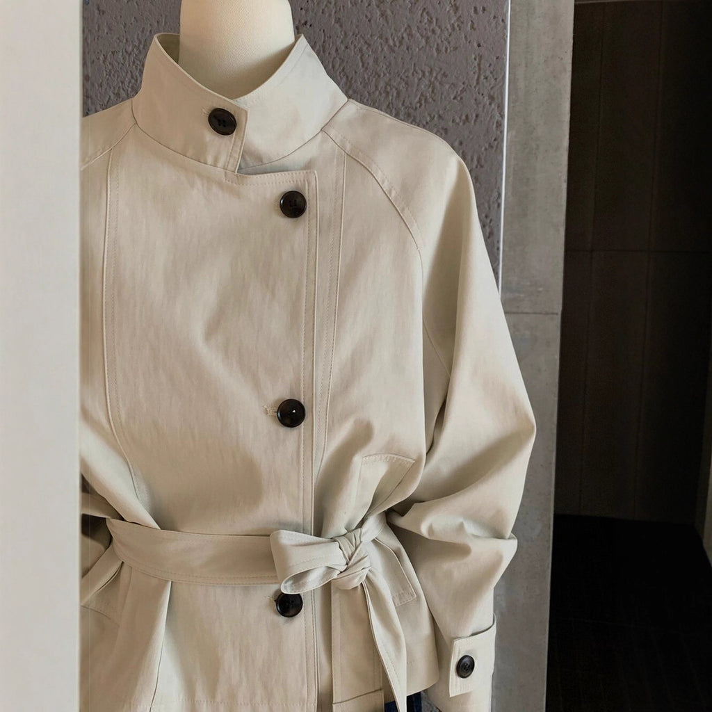 Lady's belt style versatile trench coat
