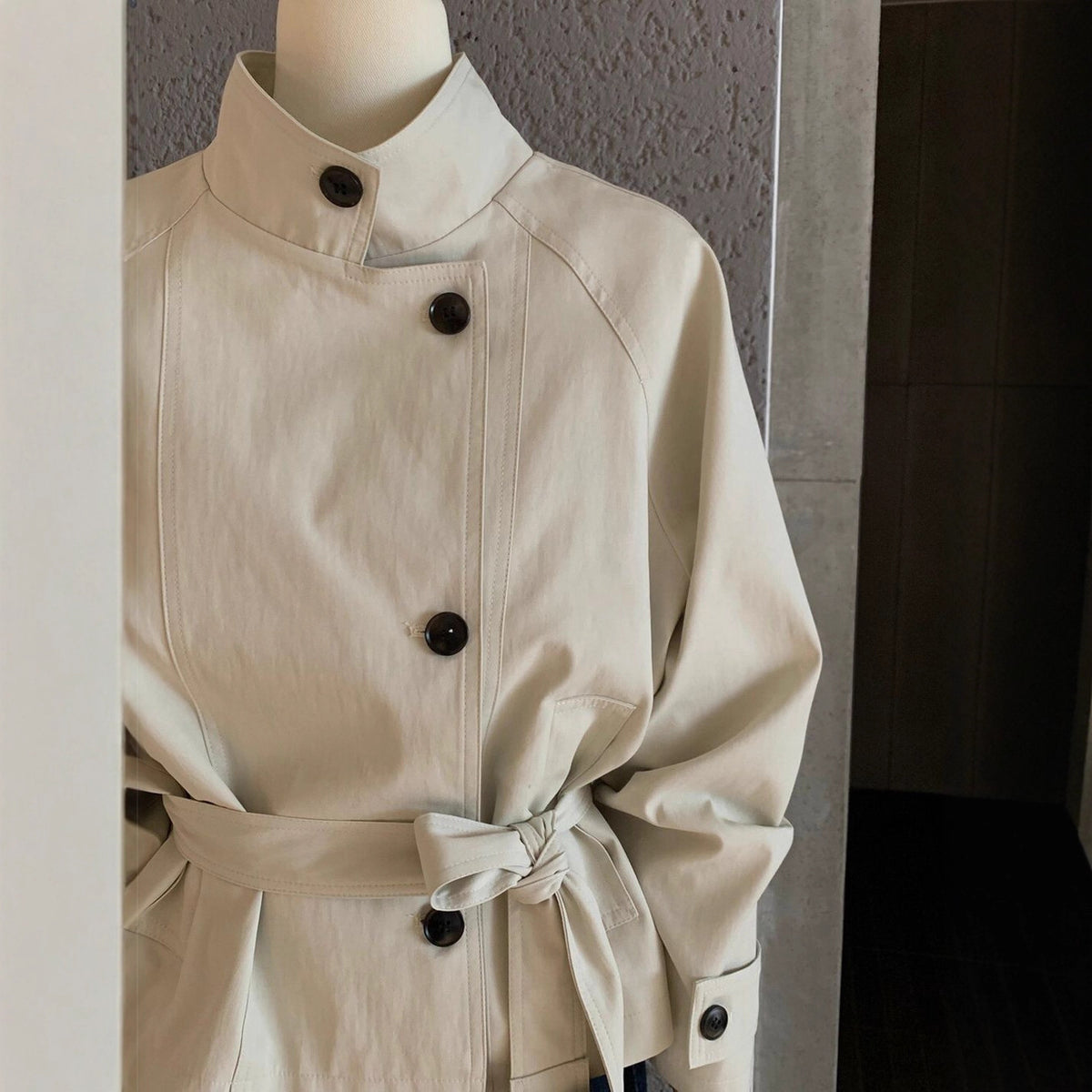 Lady's belt style versatile trench coat