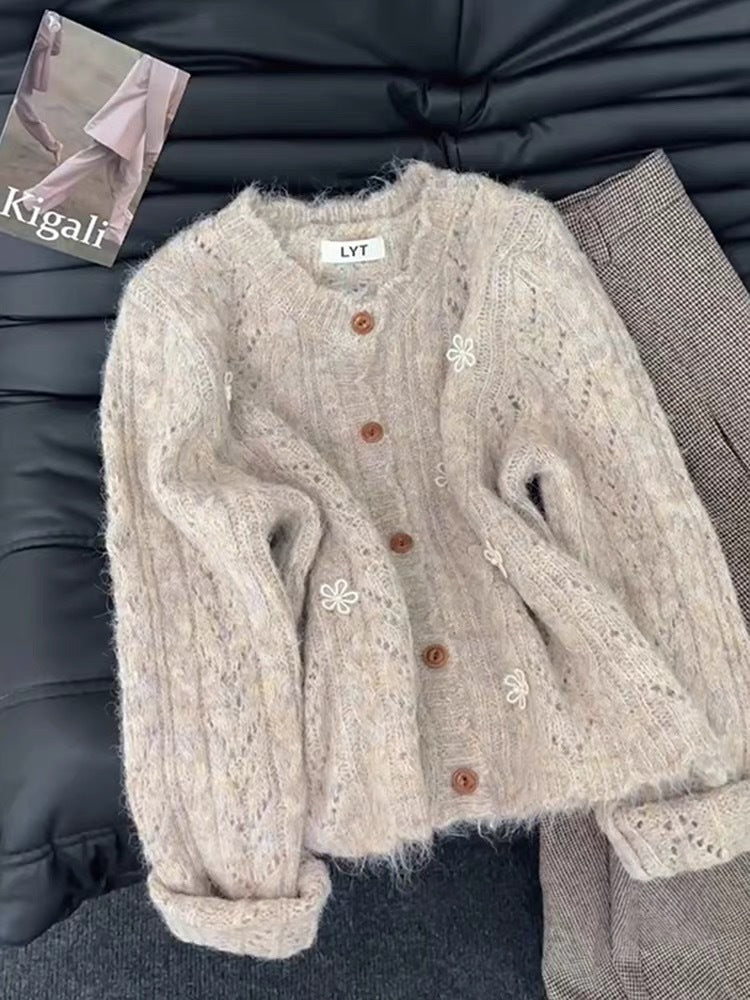 Womens Lace Detail Knitted Cardigan