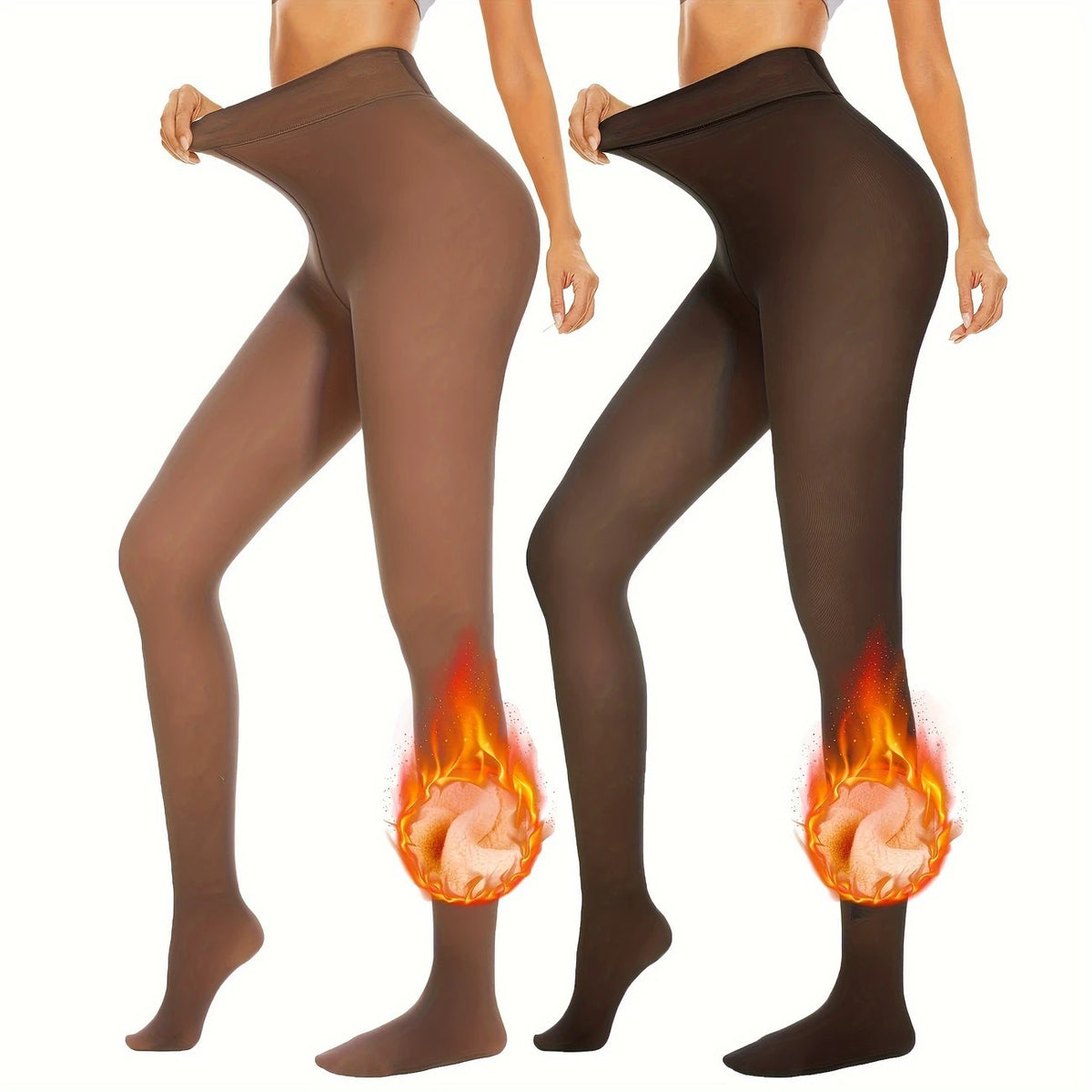 Women's Sheer Fleece-Lined Leggings Winter Thickened Thermal Tights