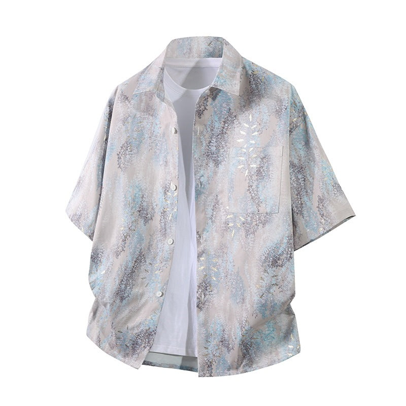 Men's Floral Print Casual Shirt - Lightweight Polyester, Multiple Colors