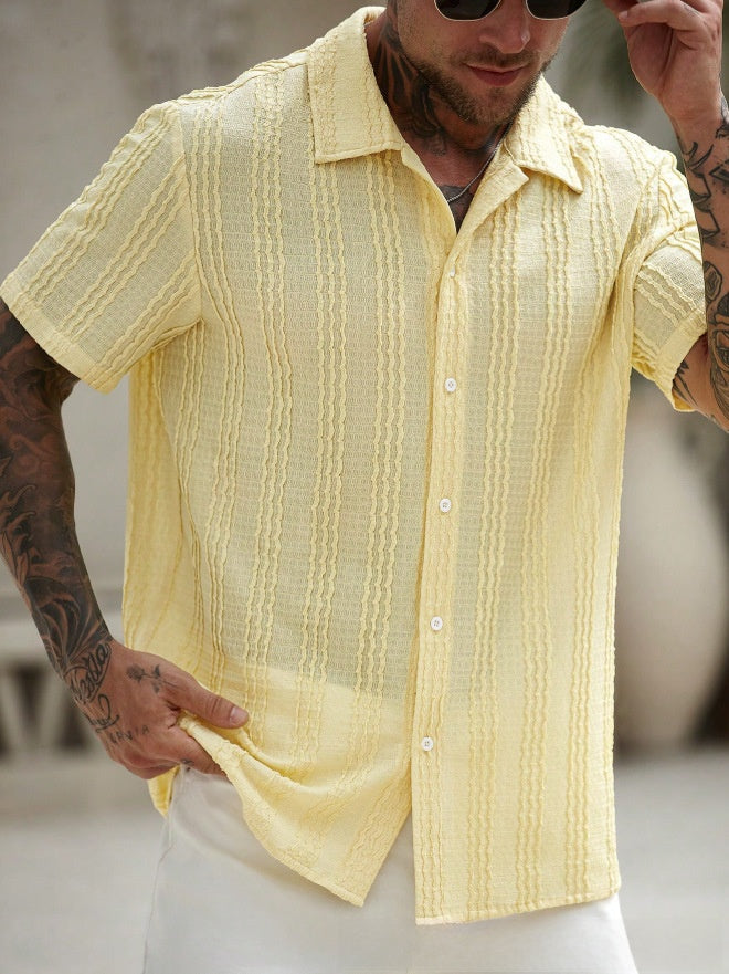 Teem Casual Short Sleeve Button-Up Shirt for Men