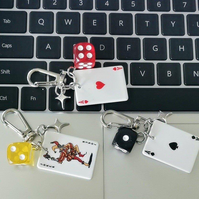 Poker Dice Metal Keychain Pendant