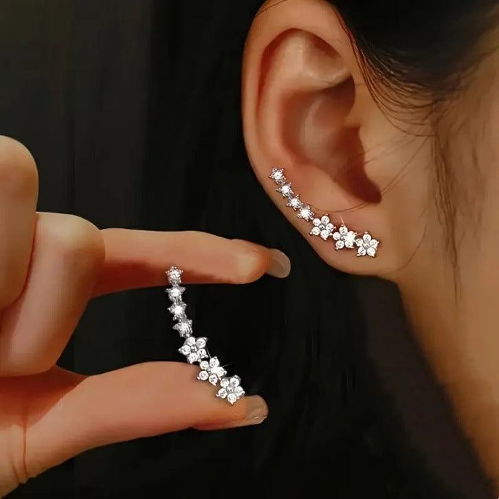 Geometric Baby Breath Diamond Stud Earrings