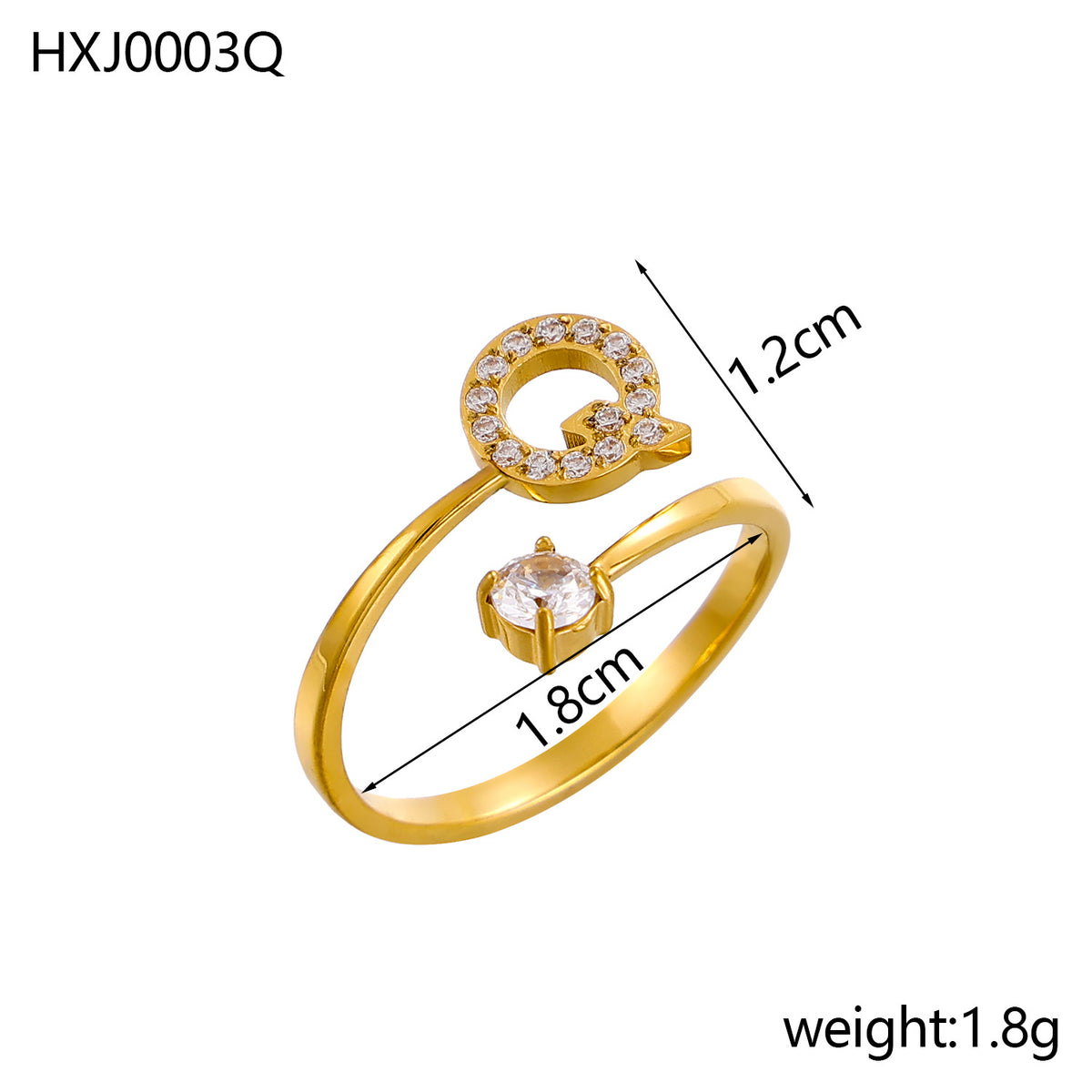 Letter Open Ring with Diamond Accents