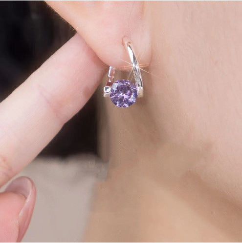 Geometric Zircon Inlay Earrings