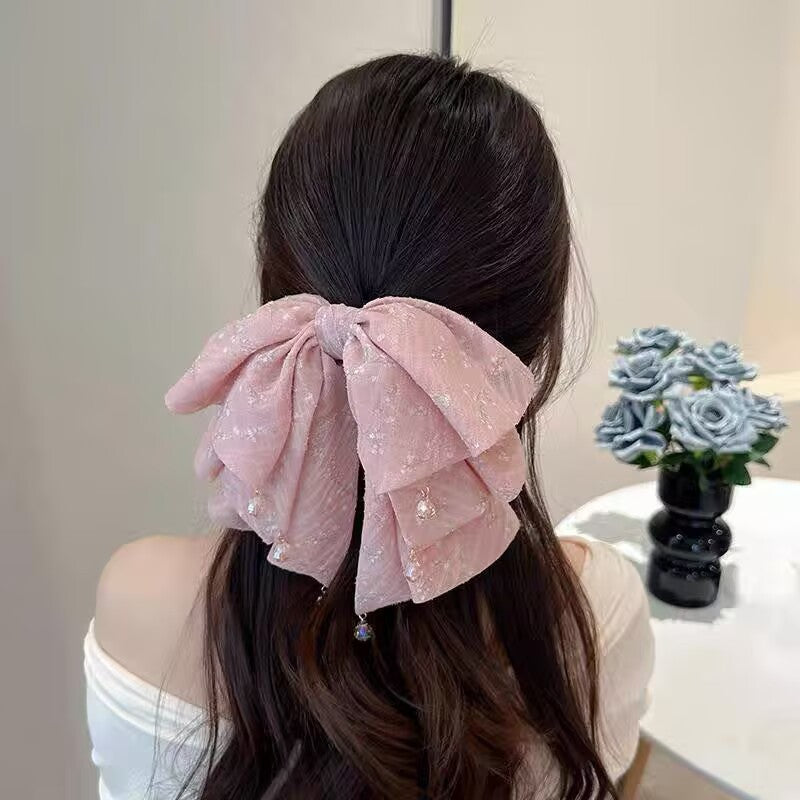 Elegant Bow Crystal Hair Claw Clip