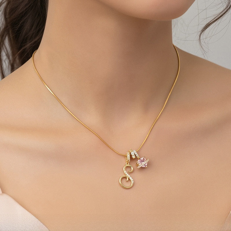 Custom Letter Necklace with Diamond Accents