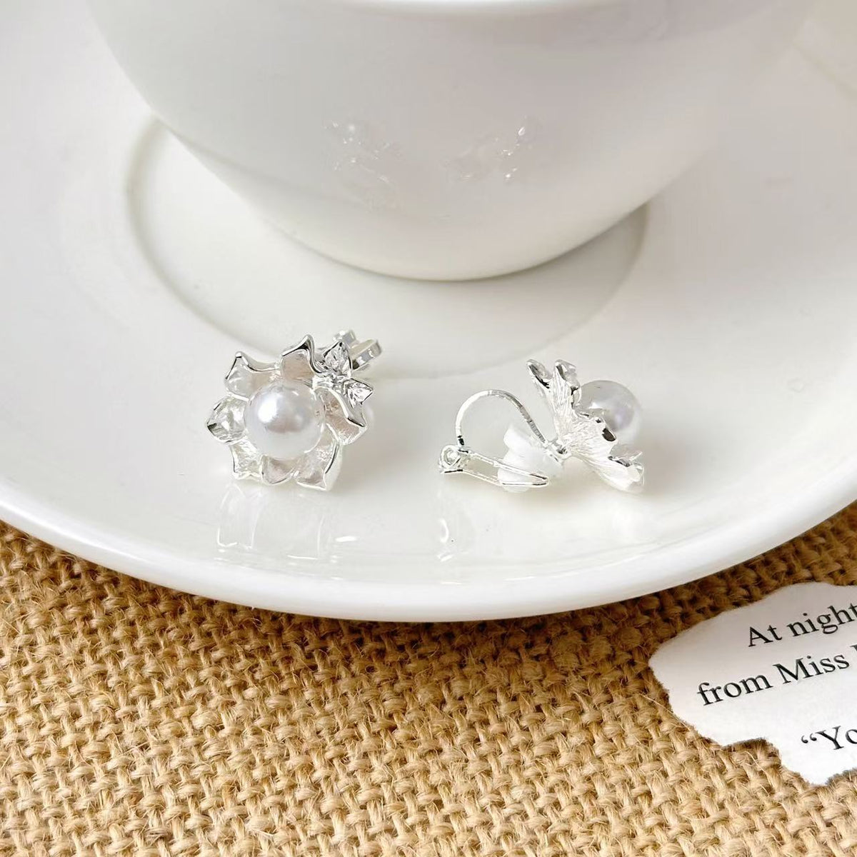 Lustrelace Pearl Ear Clips