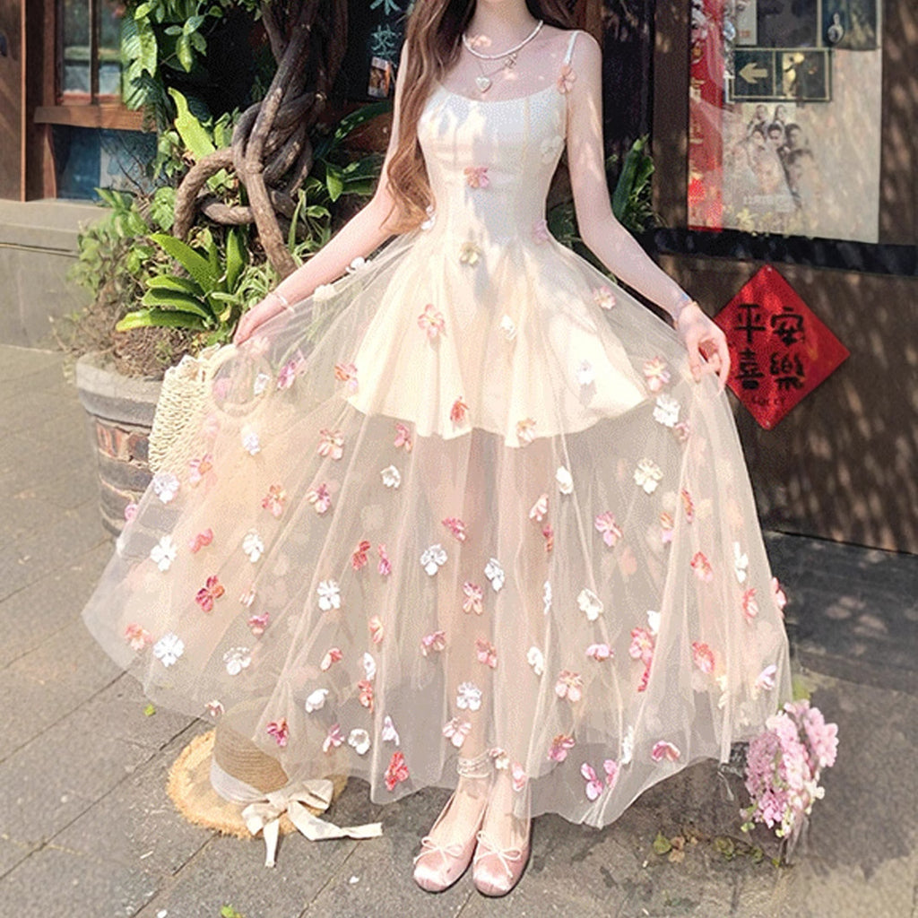 Garden French Romantic Floral Sling Dress