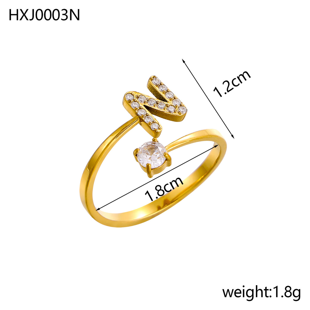 Letter Open Ring with Diamond Accents