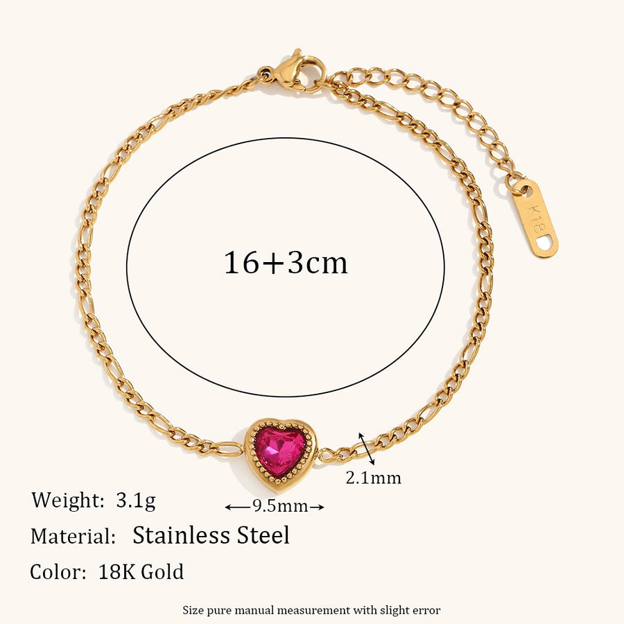 Stainless Steel Gold Plated Heart Bracelet
