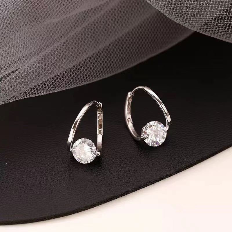 Geometric Zircon Inlay Earrings