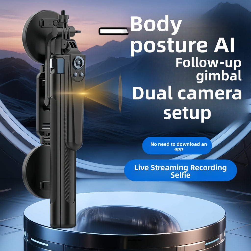 AI Facial Tracking 360 Rotation Camera Stand with LED Lights