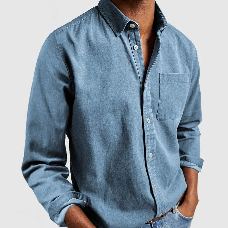 Men's Long Sleeve Turn-Down Collar Shirt in Multiple Colors