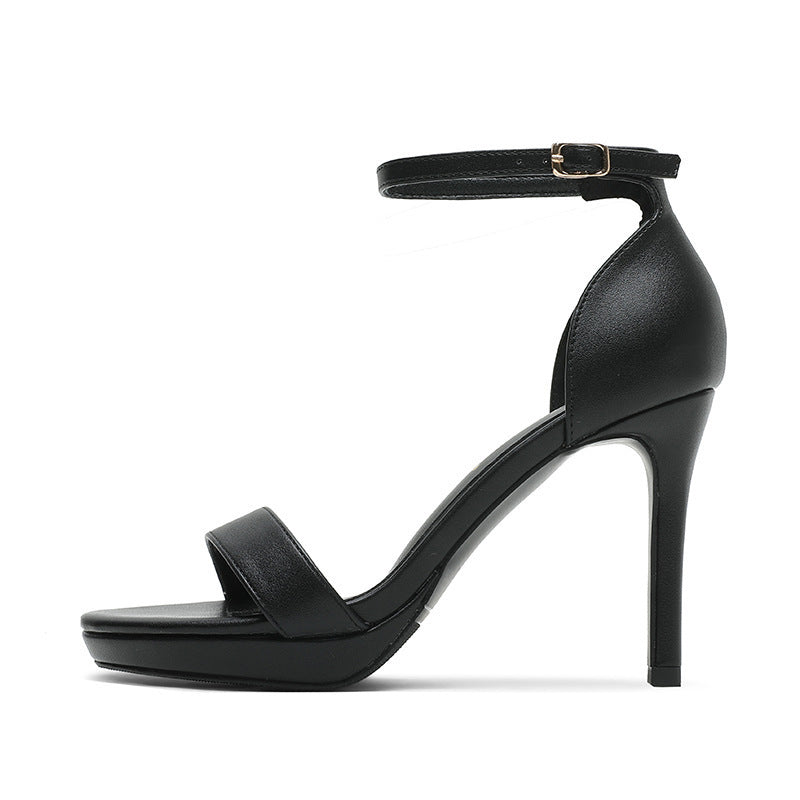 Women's Thin Heel Strap Sandals with Buckle