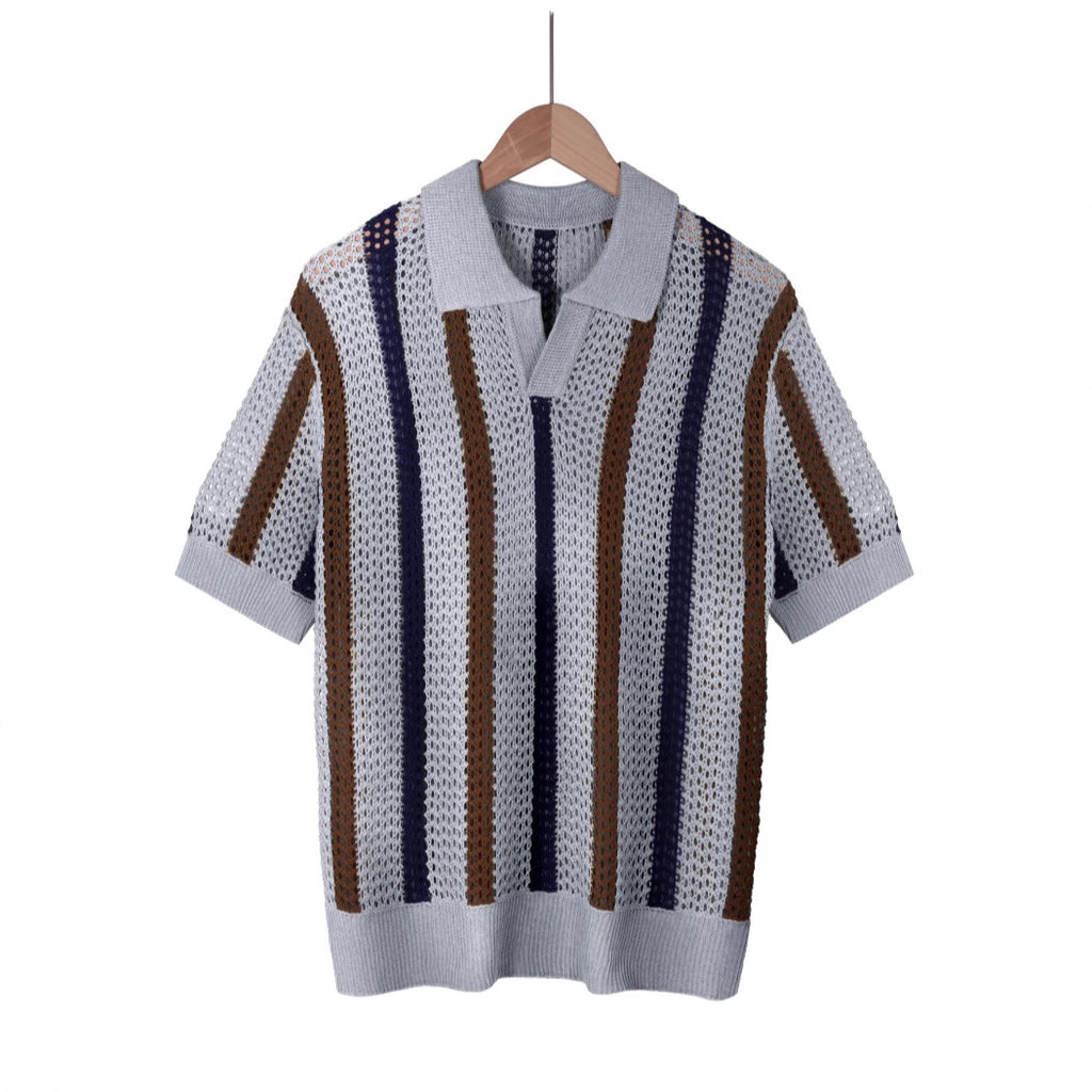 Geometric Color Block Polo Shirt
