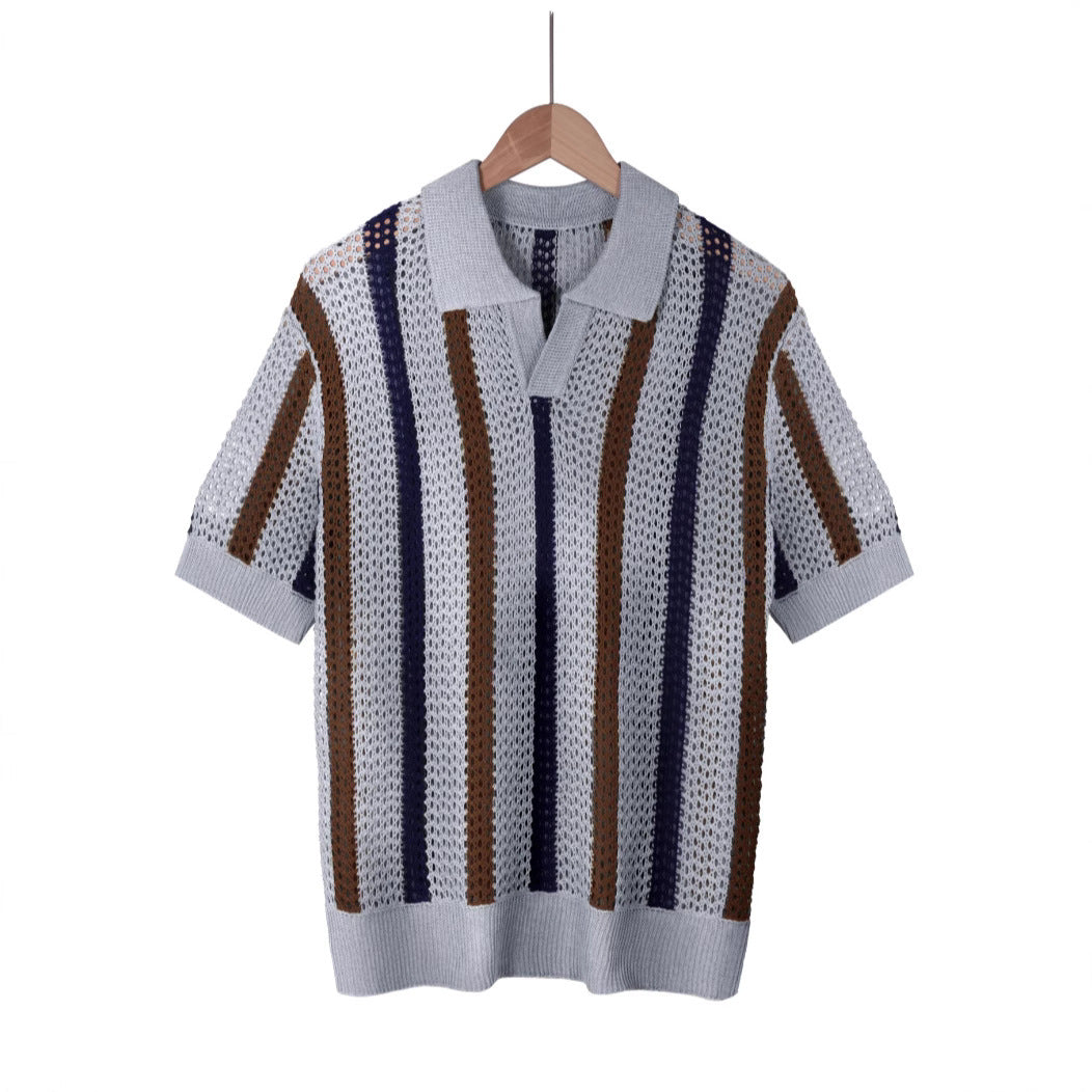 Geometric Color Block Polo Shirt