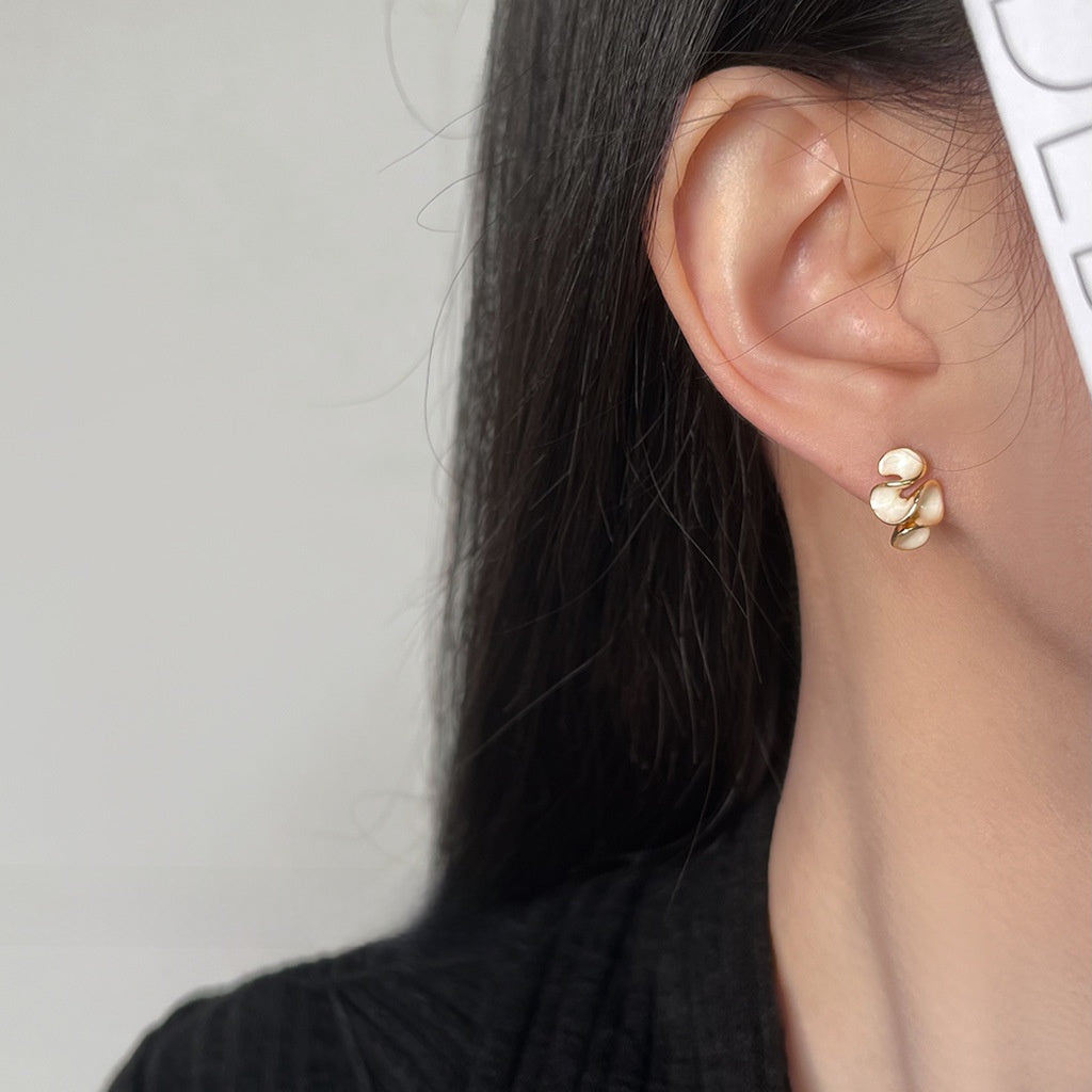 Vintage Enamel Drip Glaze Spiral Pleated Earrings