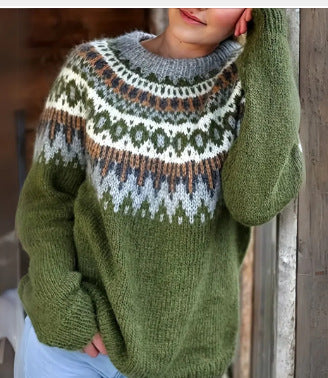 Pullover thick needle jacquard sweater women's
