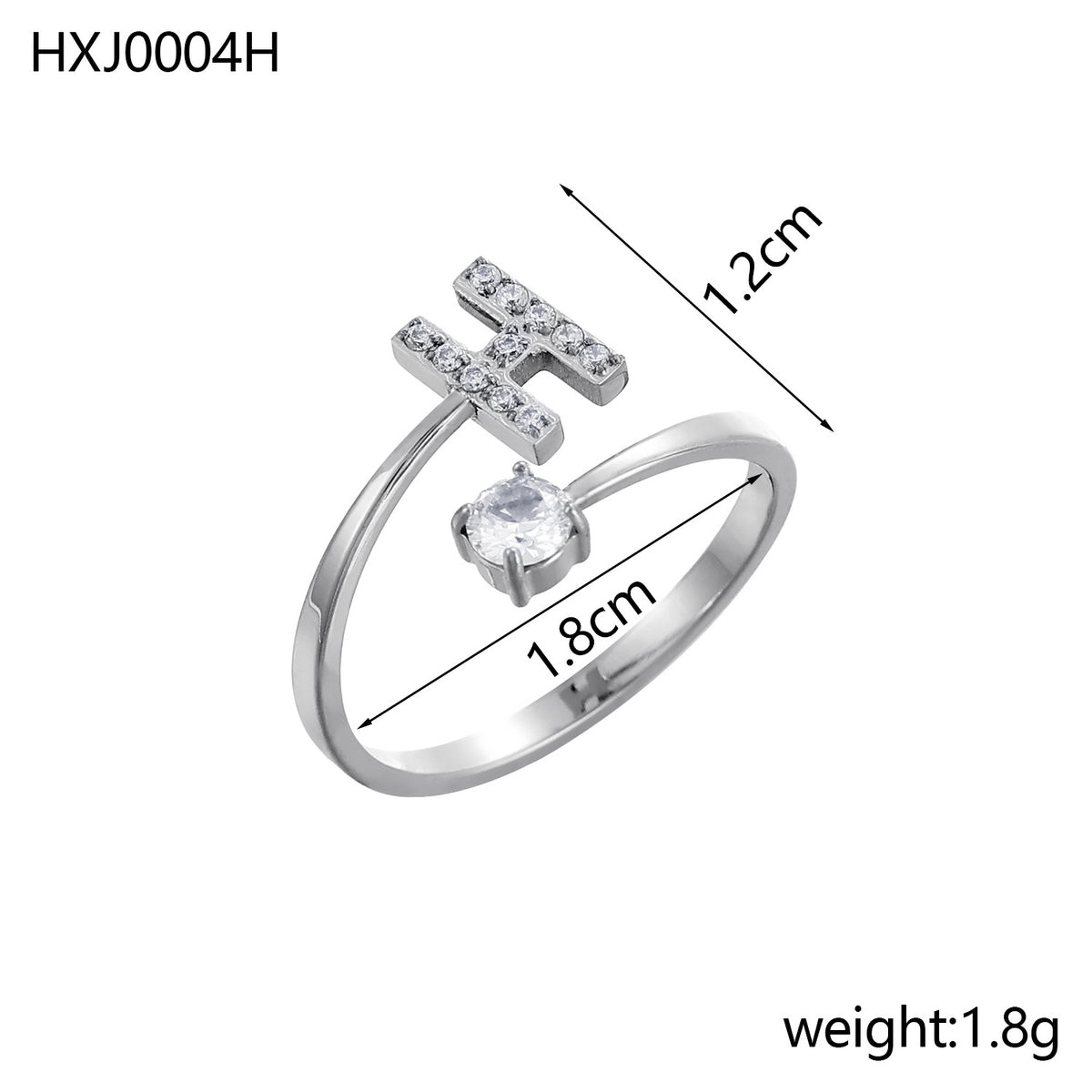 Letter Open Ring with Diamond Accents