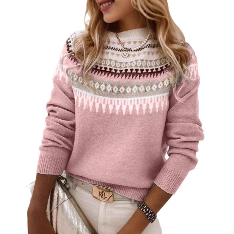 Pullover thick needle jacquard sweater women's