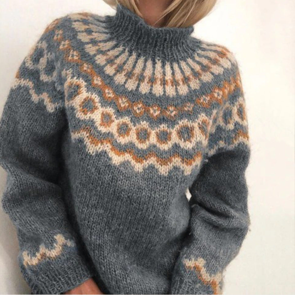 Pullover thick needle jacquard sweater women's