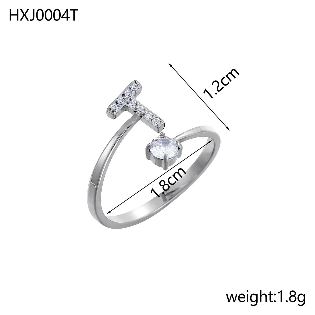 Letter Open Ring with Diamond Accents