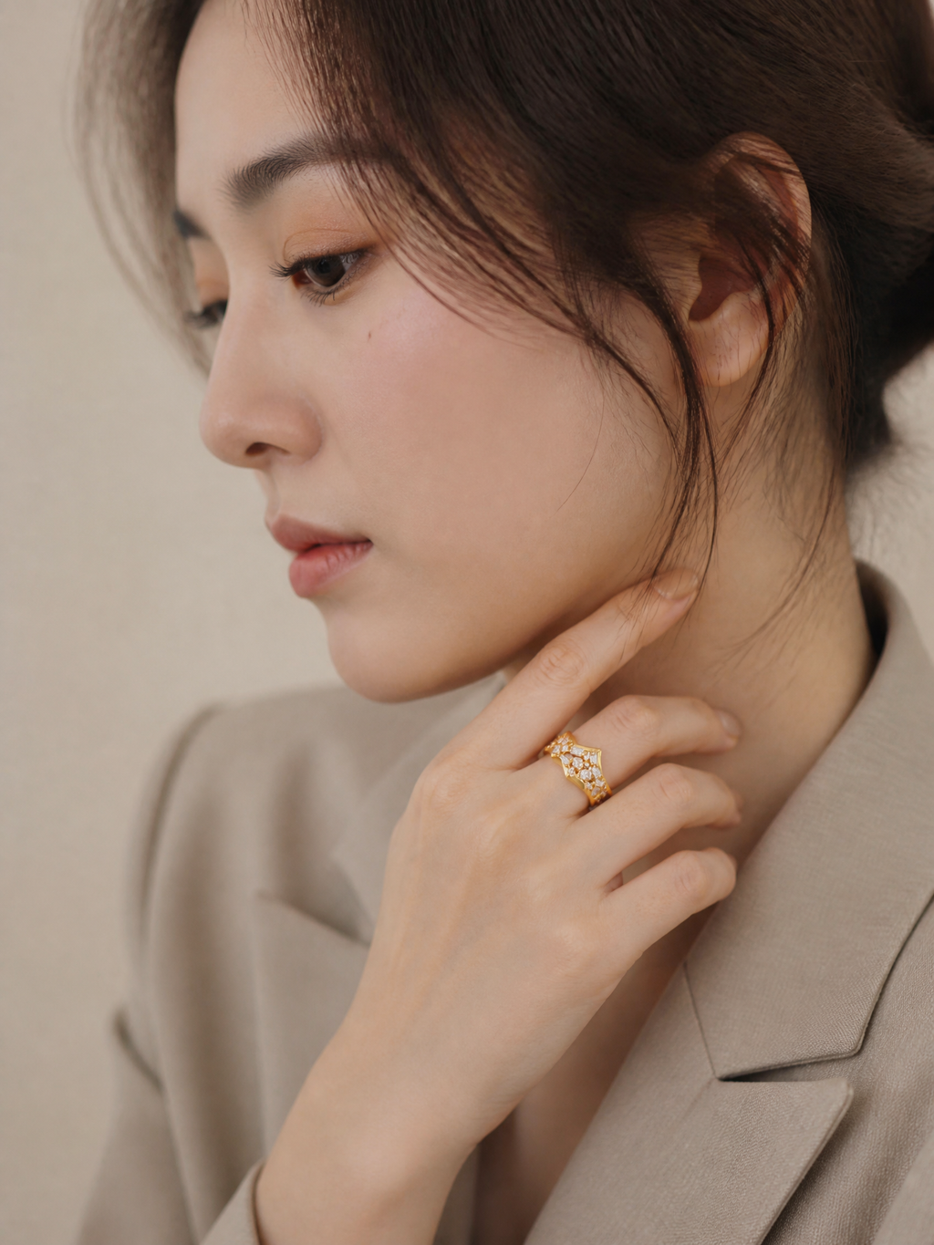 Geometric Crystal Zircon Open Ring