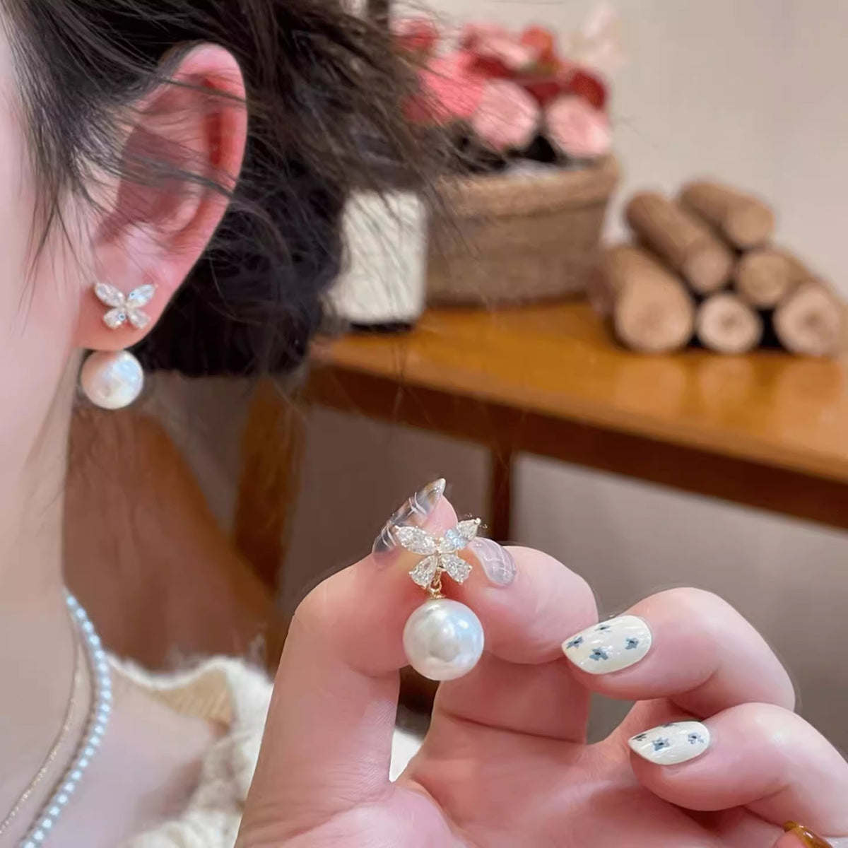 Pearl Geometric Earrings