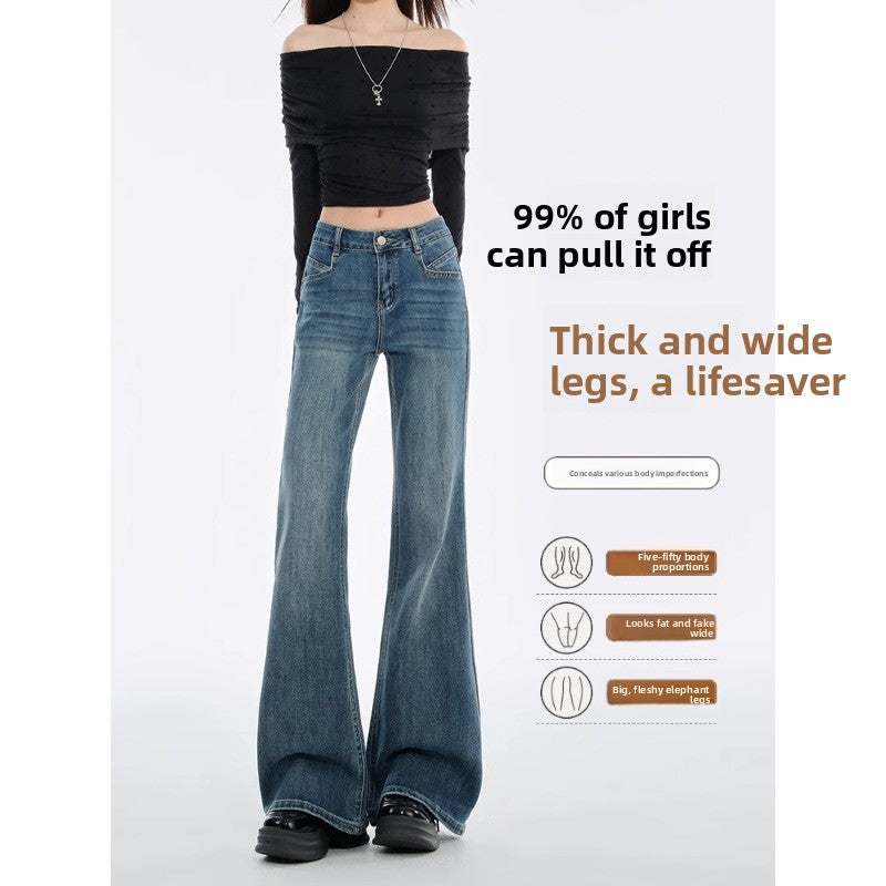 Vintage High Waisted Flared Denim Jeans for Women