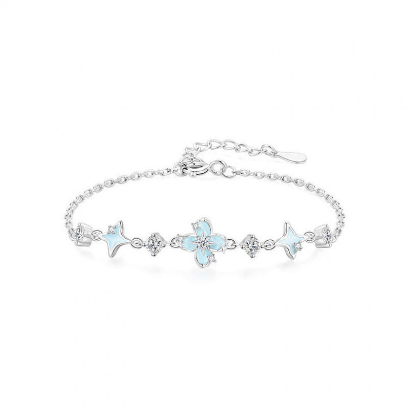 Fluorescent Starburst Four-Leaf Clover Necklace