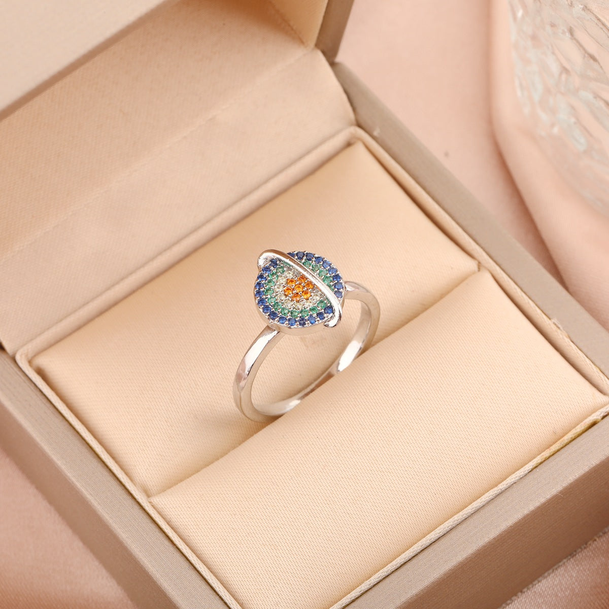 Adjustable Spinning Zircon Copper Ring