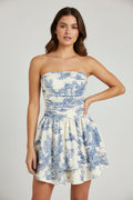 Azure Drift Double-Layer Tube Top Skirt