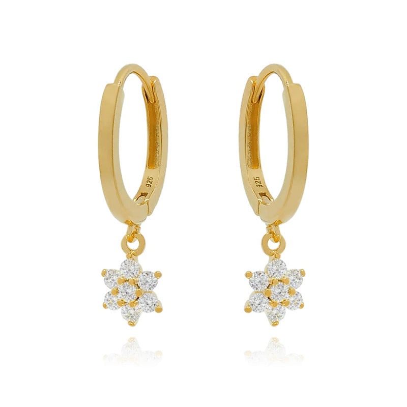 Zircon Inlaid Gold Plated Earrings