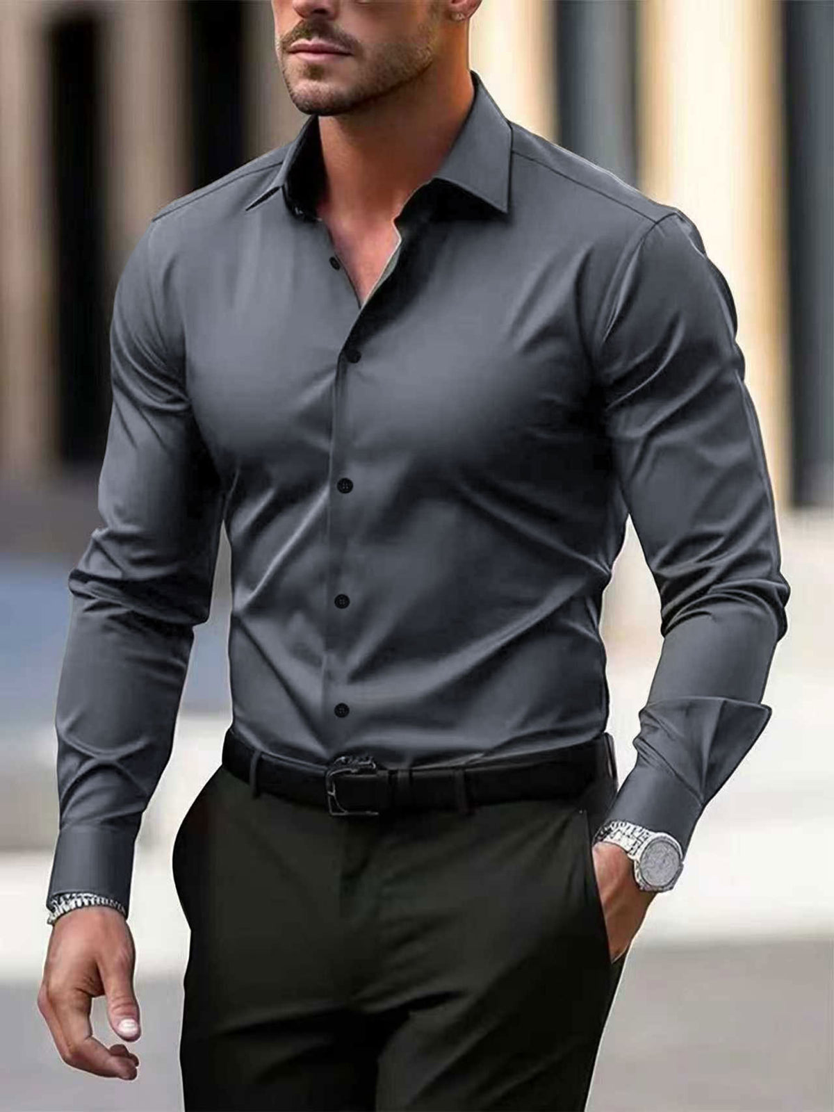 Men's Long Sleeve Cotton Blend Shirt