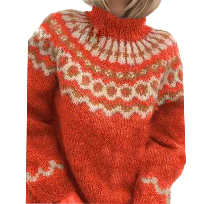 Pullover thick needle jacquard sweater women's