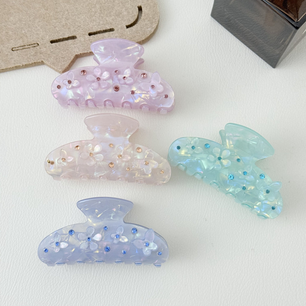 Elegant Diamond Flower Butterfly Hair Clip