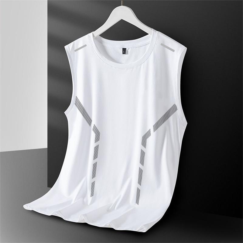 Men's Quick-Dry Mesh Sports Vest with Geometric Patterns