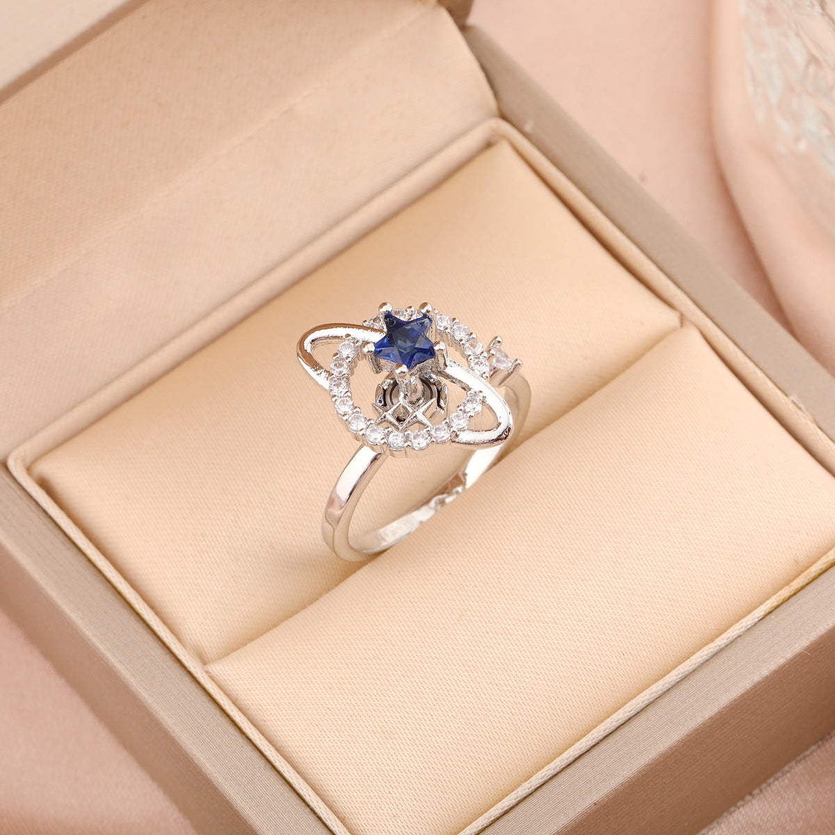 Adjustable Spinning Zircon Copper Ring