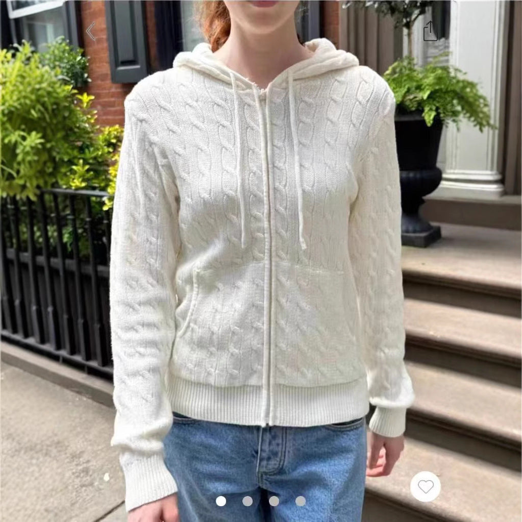 Liora Cable Knit Zipper Hoodie