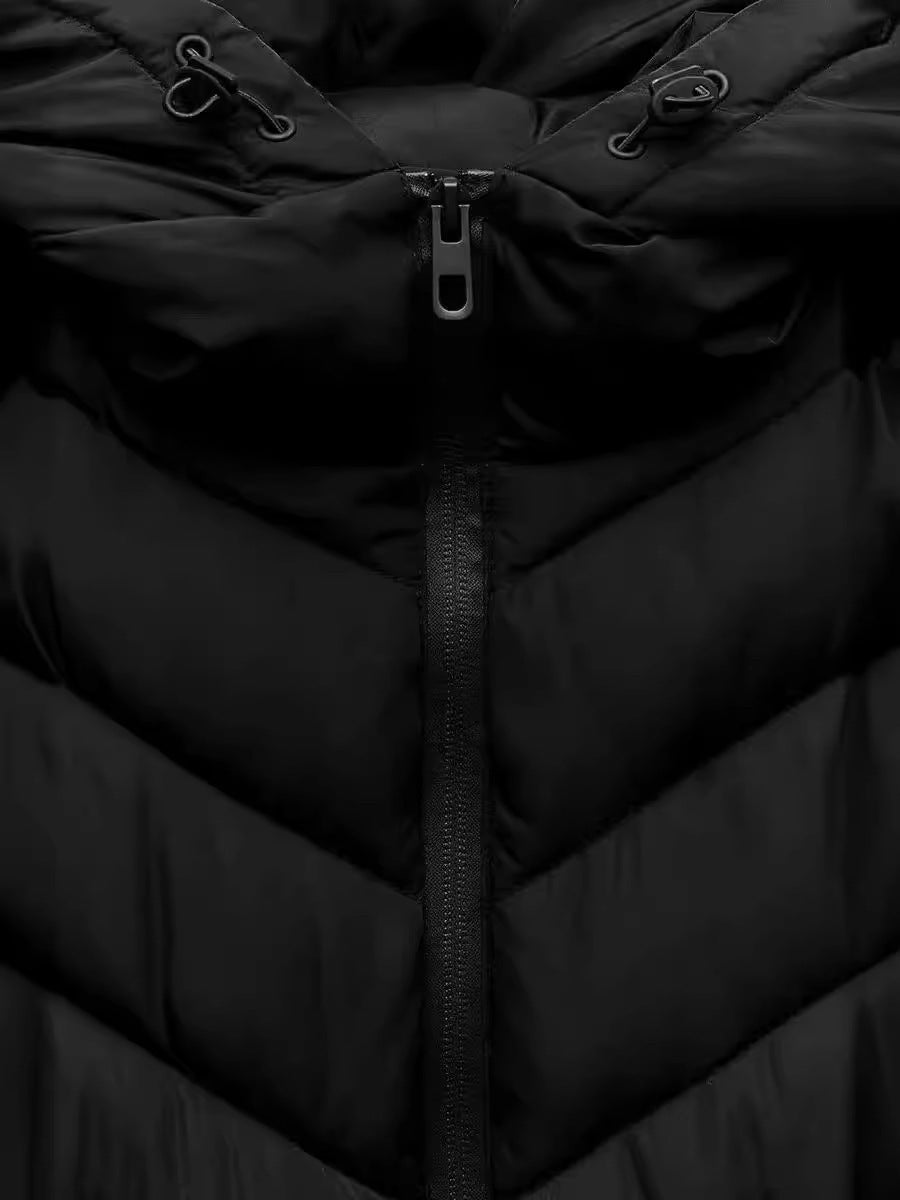 Long-sleeved and stand-up collar quilted cotton coat