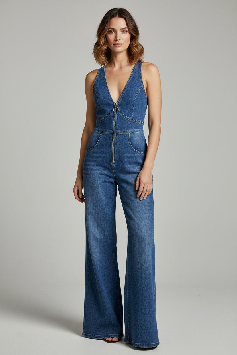 IndigoEase Denim Jumpsuit