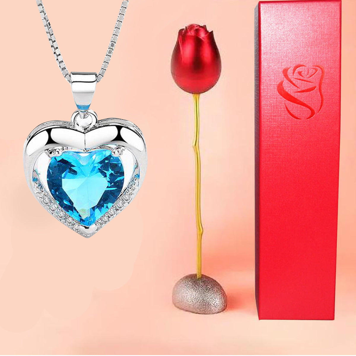 Heart-shaped Crystal Diamond Pendant Necklace