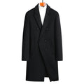 Men Woolen Coat Double Breasted Suit Collar Mid Long Jacket