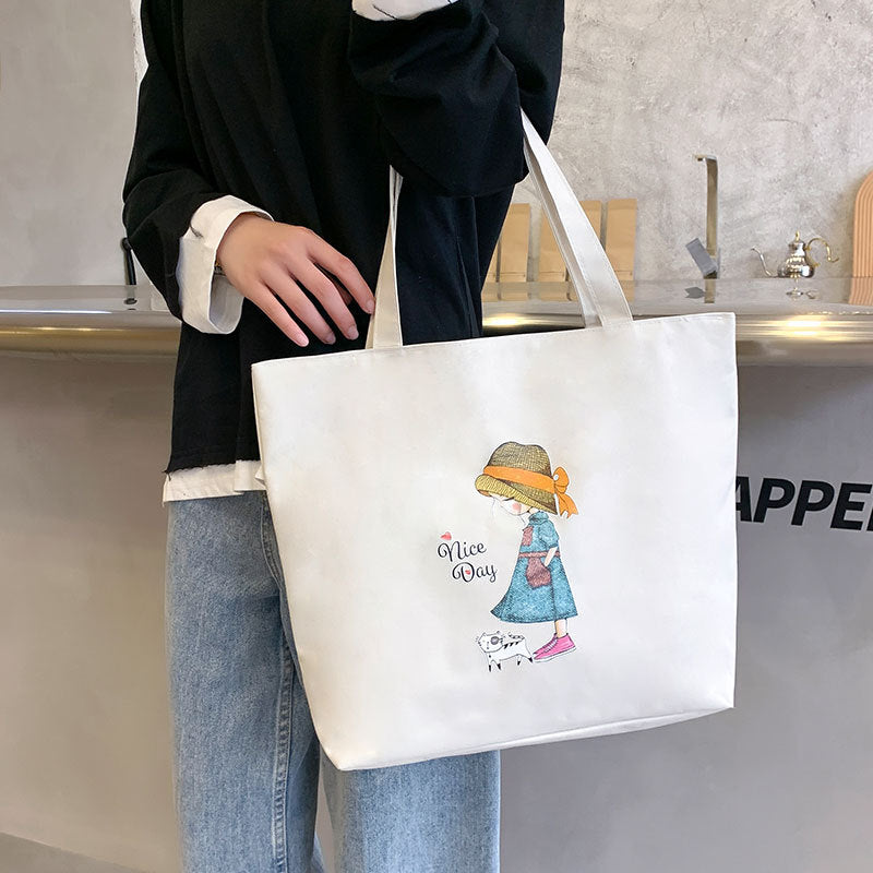 Canvas Tote Bag with Trendy Prints