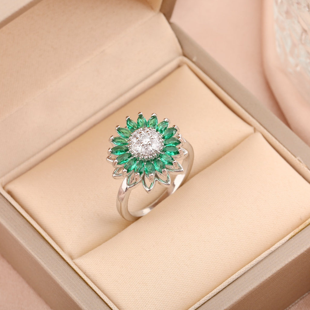 Adjustable Spinning Zircon Copper Ring