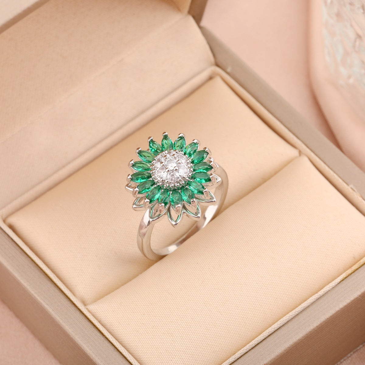 Adjustable Spinning Zircon Copper Ring