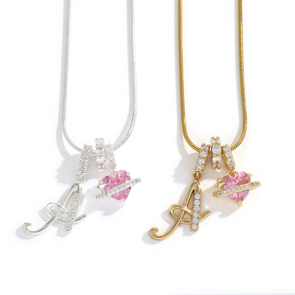 Custom Letter Necklace with Diamond Accents