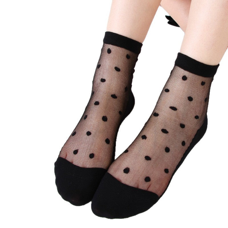 Women's Ultra-Thin Breathable Cotton Bottom Polka Dot Socks